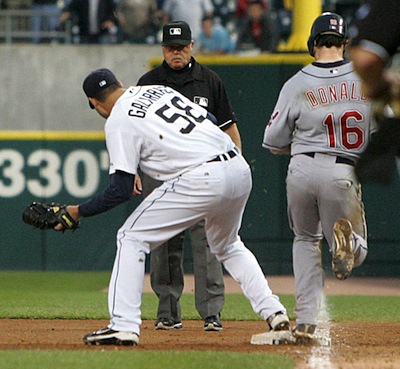 Safe at first. Well, shoulda been. It's the blown call that cost Armando Galarraga a perfect game
