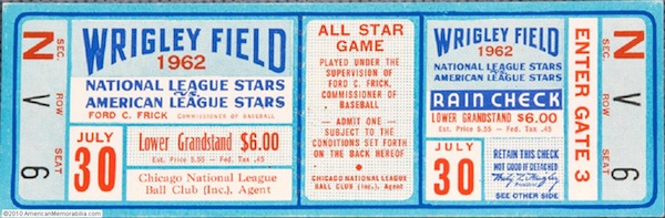 1962 All-Star game ticket
