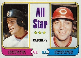 1974 All-Star catchers Johnny Bench and Carlton Fisk