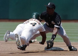 Rickey Henderson steals 2nd base