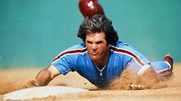 Pete Rose stealing 3rd base